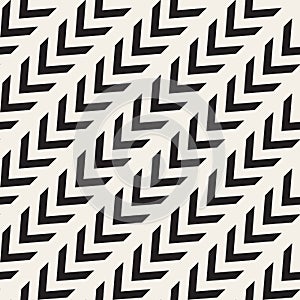 Vector Seamless Black And White Arrow Diagonal Lines Geometric Pattern