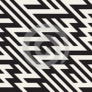 Vector Seamless Black And White Diagonal Lines Pattern