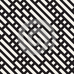 Vector Seamless Black And White Diagonal Rectangle Lines Pattern