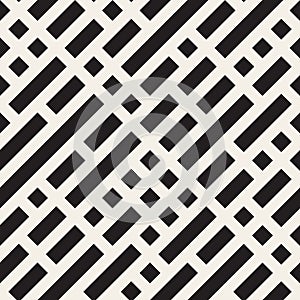 Vector Seamless Black And White Diagonal Rectangle Lines Pattern