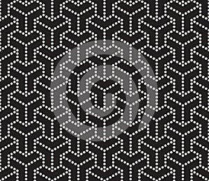 Vector Seamless Black and White Dotted Lines Grid Pattern