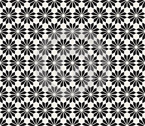 Vector Seamless Black and White Floral Pattern