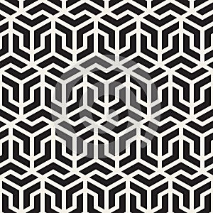 Vector Seamless Black And White Geometric Grid Pattern