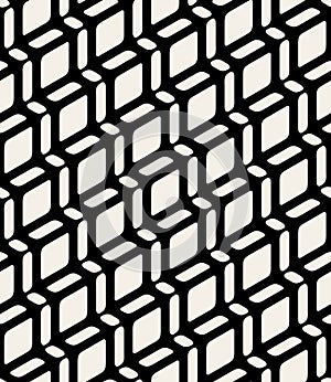 Vector Seamless Black and White Geometric Rounded Rectangle Diagonal Lines