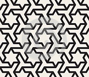 Vector Seamless Black And White Geometric Star Triangle Shape Tessellation Pattern