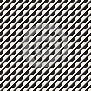 Vector seamless black and white halftone lines grid pattern. Abstract geometric background design.