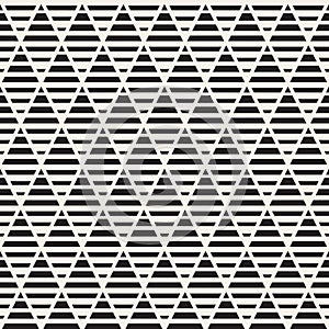 Vector seamless black and white halftone lines pattern. Abstract geometric retro background design.