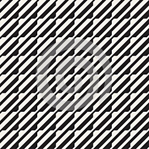 Vector seamless black and white halftone lines pattern. Abstract geometric retro background design.