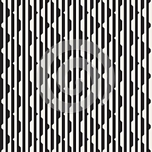 Vector seamless black and white halftone lines pattern. Abstract geometric retro background design.