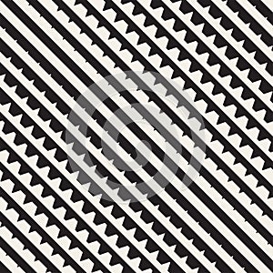 Vector seamless black and white halftone lines pattern. Abstract geometric retro background design.