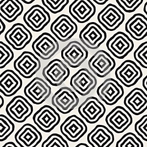 Vector Seamless Black and White Hand Drawn Rhombus Lines Pattern