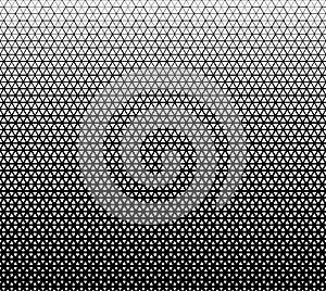 Vector Seamless Black and White Hexagon Triangle Split Lines Halftone Gradient Pattern