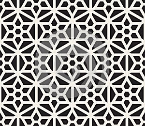 Vector Seamless Black And White Hexagonal Geometric Grid Pattern