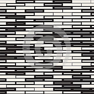 Vector Seamless Black And White Irregular Dash Rectangles. Abstract Geometric Background Design