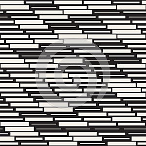 Vector Seamless Black And White Irregular Dash Rectangles. Abstract Geometric Background Design