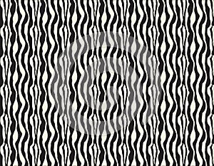 Vector Seamless Black And White Irregular Rounded Lines Halftone Transition Abstract Background Pattern