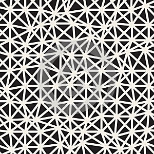 Vector Seamless Black and White Irregular Triangles Grid Pattern