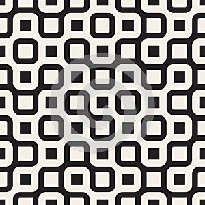 Vector Seamless Black And White Irregular Wavy Lines Geometric Pattern