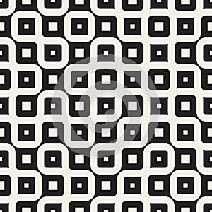Vector Seamless Black And White Irregular Wavy Lines Geometric Pattern