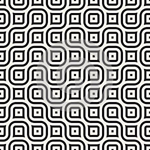 Vector Seamless Black And White Irregular Wavy Lines Geometric Pattern