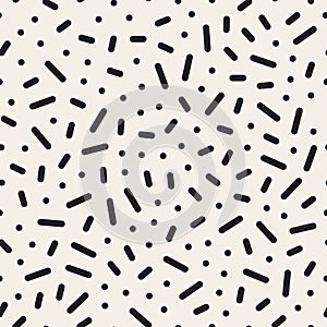 Vector Seamless Black And White Jumble Geometric Lines Memphis Pattern