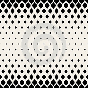 Vector Seamless Black & White Leaf Shape Halftone Pattern