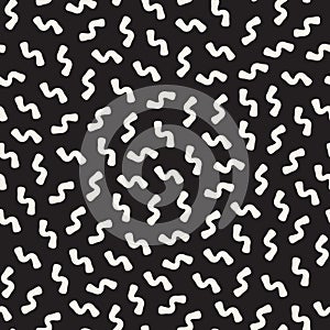 Vector Seamless Black and White Memphis Lines Jumble Pattern