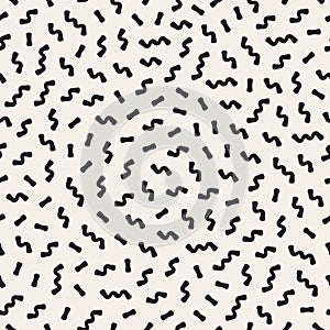 Vector Seamless Black and White Memphis ZigZag Lines Jumble Pattern