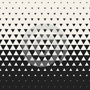 Vector Seamless Black and White Morphing Triangle Halftone Grid Gradient Pattern Geometric Background