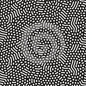 Vector Seamless Black And White Organic Rounded Shapes Jumble Pattern