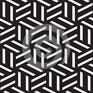 Vector Seamless Black And White Rectangle Lines Geometric Pattern