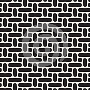 Vector Seamless Black And White Rounded Geometric Pattern