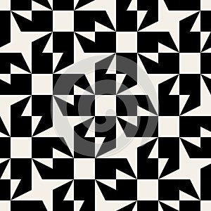 Vector Seamless Black And White Rounded Triangle Square Star Geometric Pattern