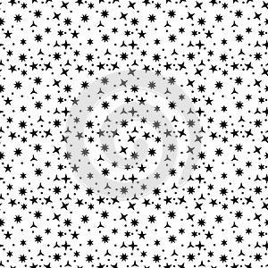 Vector Seamless Black and White star pattern Background
