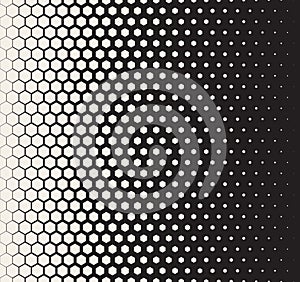 Vector Seamless Black and White Transition Halftone Hexagonal Grid Pattern photo
