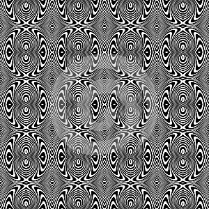 Vector Seamless Black and White twirl effect Pattern Background vector illustrations.