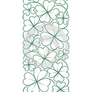 Vector seamless border with conture clover leaves. St. Patrick's day pattern