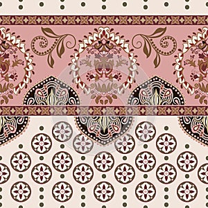 Vector seamless border with decorative ethnic elements. Moroccan style