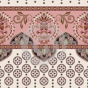 Vector seamless border with decorative ethnic elements. Moroccan style photo
