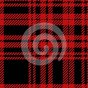 Vector seamless buffalo plaid pattern in red, white and black.Autumn,Christmas Tartan print background