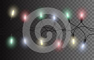 Vector seamless Christmas light set garland isolated on background