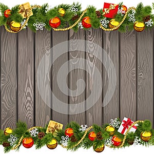 Vector Seamless Christmas Old Wooden Board