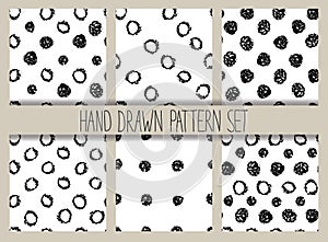 Vector seamless circles and dots pattern set. Graphic textures