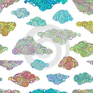 Vector seamless colourful overcast pattern.