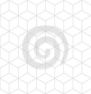 Vector seamless cubic pattern. Modern thin hexagon grid texture