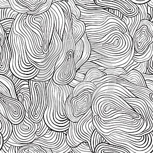 Vector seamless curve pattern. Black and white
