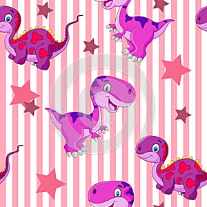 Vector seamless cute graphical cartoon dinosaur pattern. childhood design.