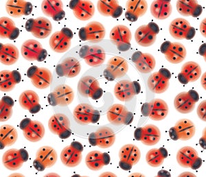 Vector seamless cute pattern of ladybugs.