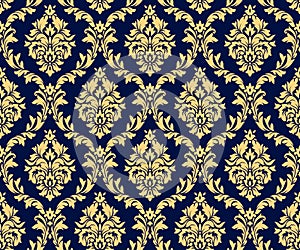 Vector seamless damask gold patterns. Rich ornament, old Damascus style gold pattern