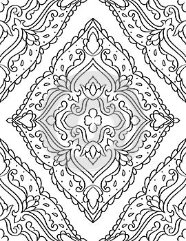 Vector seamless damask pattern. Medieval ornament with stylized elements.